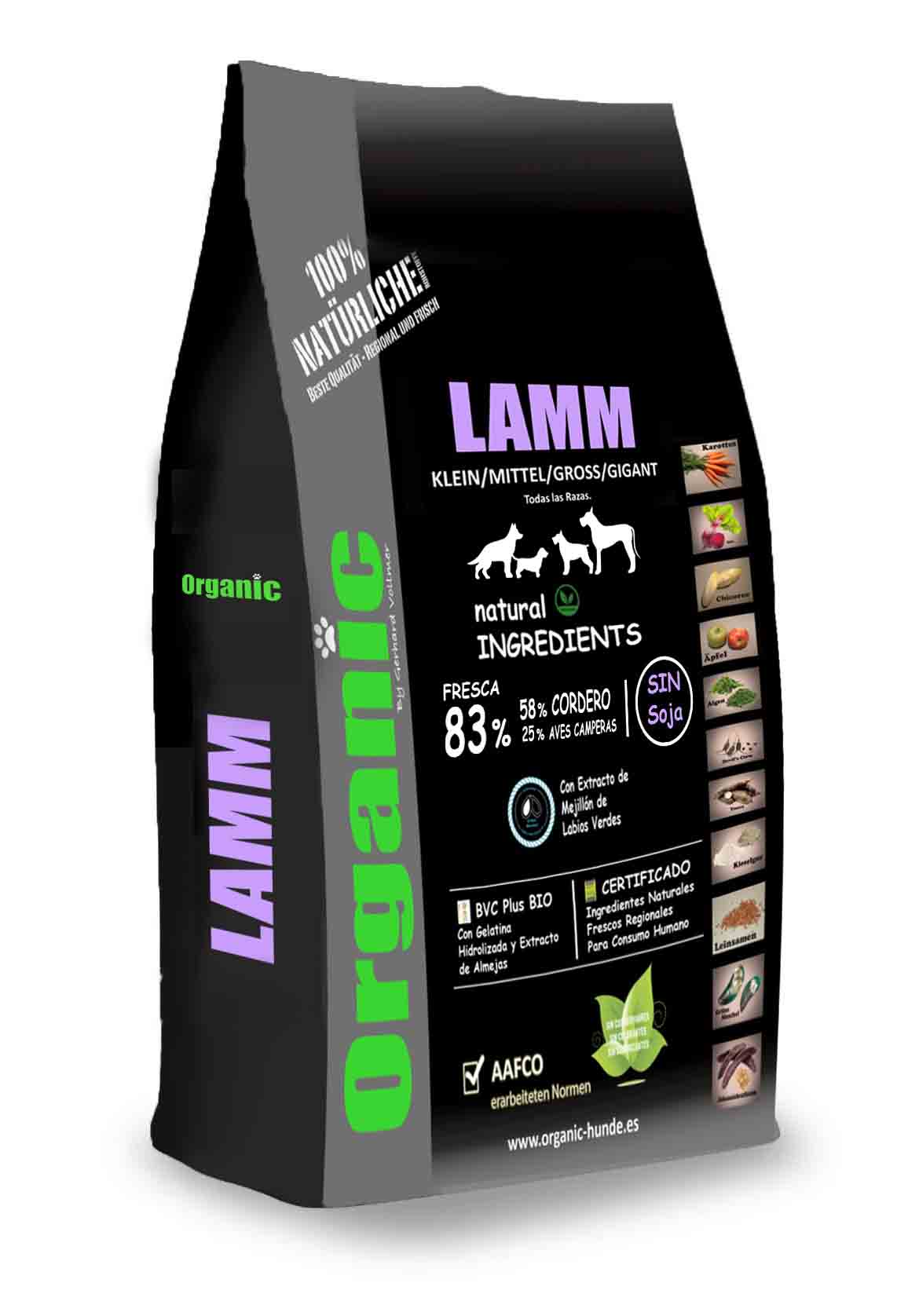 Organic lamm - Cordero sin soja con verduras
