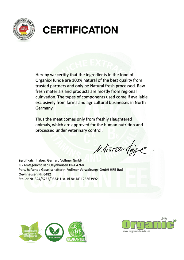 Certificación Organic Hunde